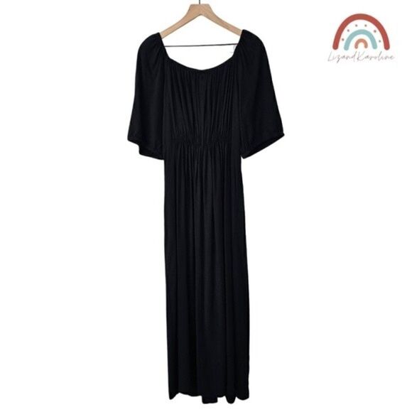 New! City Chic Villa Capri Peasant Peekaboo Tie Front Puff Sleeve Maxi Dress - Picture 3 of 11